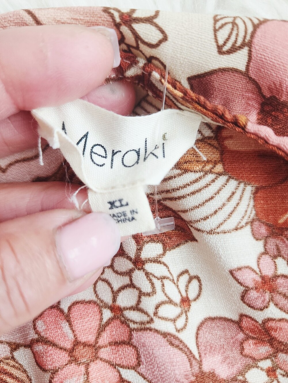 MERAKI FLORAL BLOUSE V NECK PEPLUM FAUX WRAP WOMENS SIZE XL - Picture 2 of 14